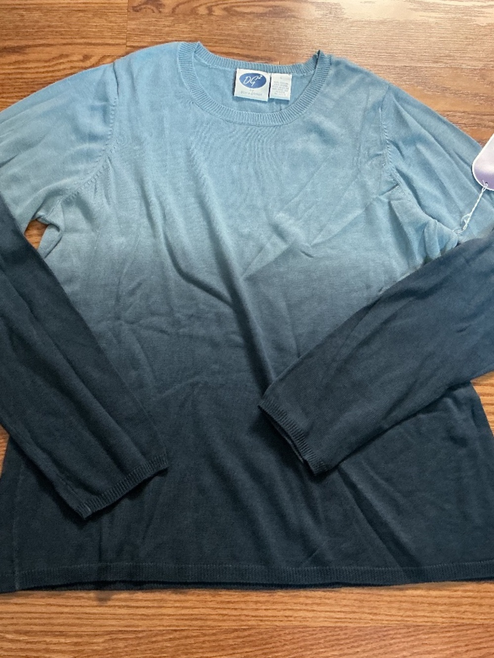DG2 Diane Gilman Blue Ombre Long Sleeve Sweater Size L